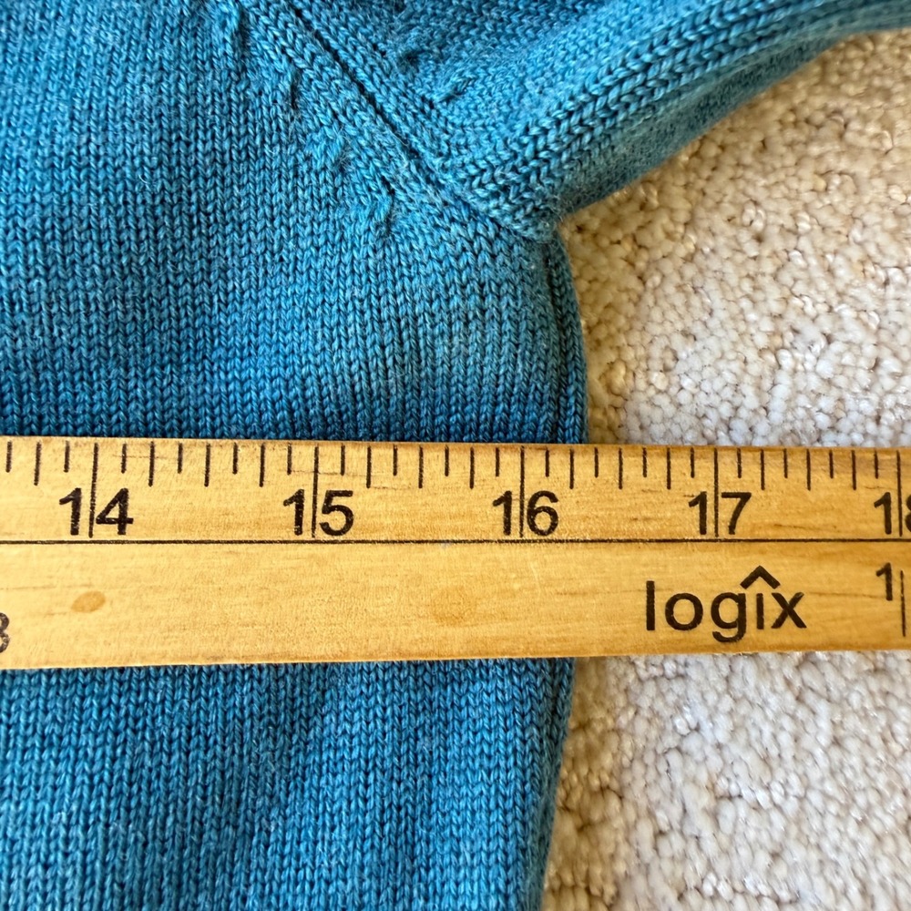 Stio Hooded Sweater Women XS Teal Blue Excellent 100% Merino Wool Pullover 1041 - Picture 8 of 10